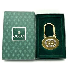 Porte-clés Gucci Interlocking G Gold Logo Charm avec boîte Italie authentique