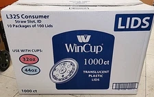 WINCUP TRANSLUCENT PLASTIC LIDS 32-44OZ 1000 Ct 10 PKG of 100 L32S SEALED NEW ! 