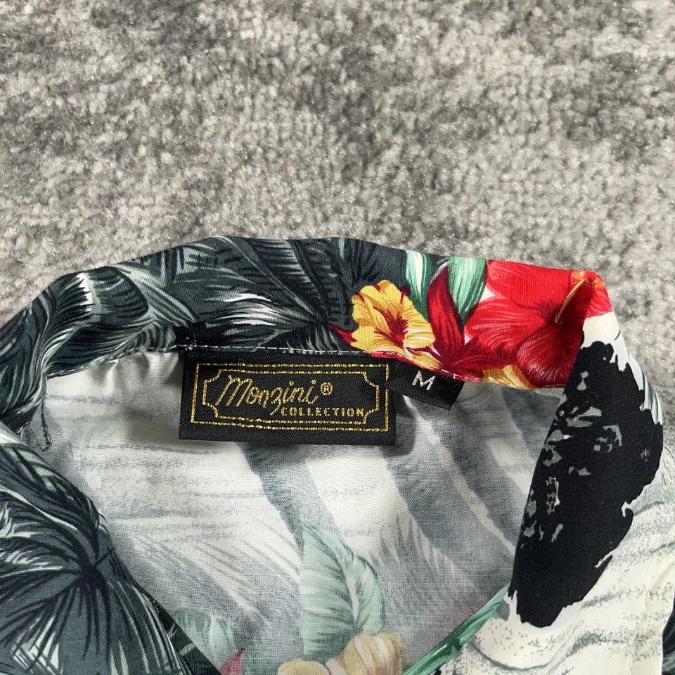 Camisa De Colección Monzini Para Hombre Mediana Hawaiana Floral Palm Beach Aloha Informal Foto 4 de 4