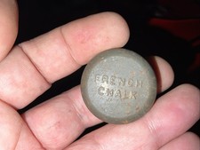 Vintage French chalk Powder bicycle Puncture Repair Rounded Tin Rare