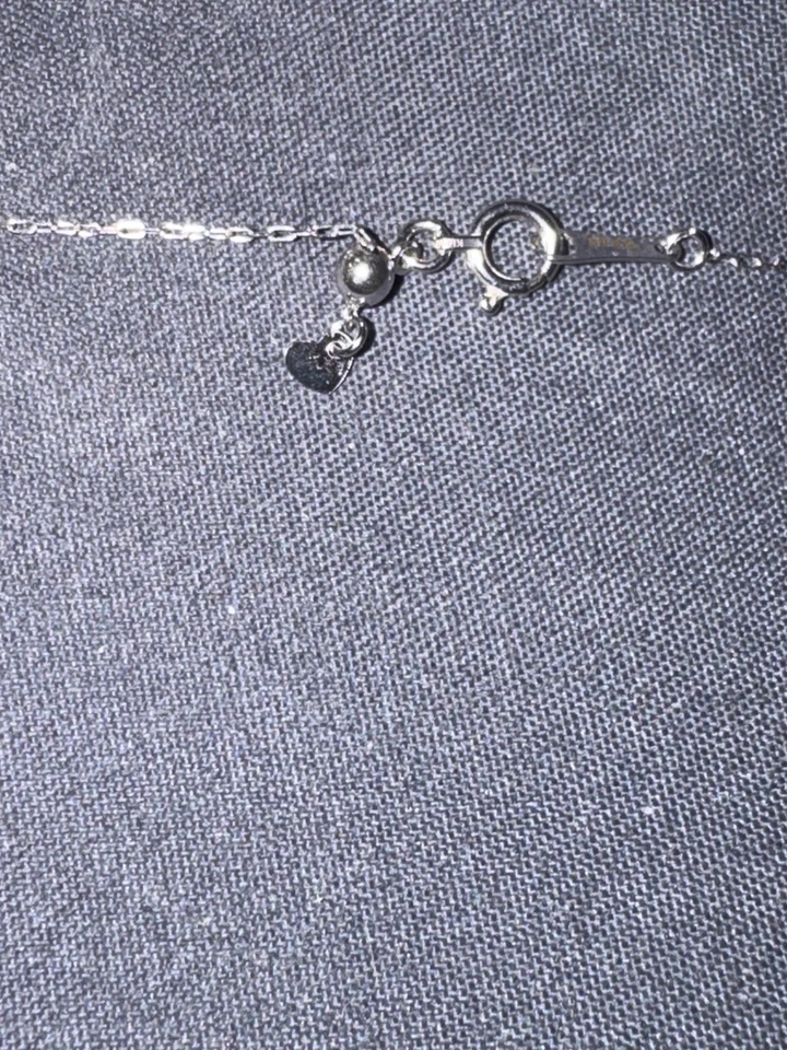 chaîne or blanc 18 k 3 petits diamants  chaîne 45cm réglable très jolie à porter - Photo 3/3