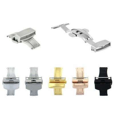14-16-18-20-22-24MM BUTTERFLY LEATHER WATCH STRAP BAND DEPLOYMENT PUSH BUTTON