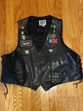 Fox Creek Leather Mens Motorcycle Vest Harley Davidson Sz 60 made in USA