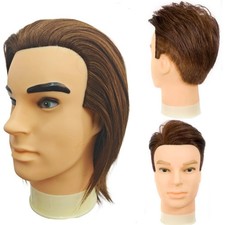 12 Inch 100 Human Hair Mannequin Head Male Barber Cutting Styling Brown