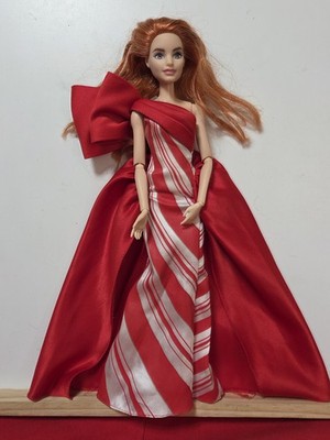 Holiday Barbie Red Gown Redress Restyle Ooak Redhead Articulated EUC C193