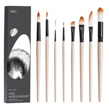 ARTIFY 8 PCS Professional Watercolor Paint Brush Set With Carrying Case