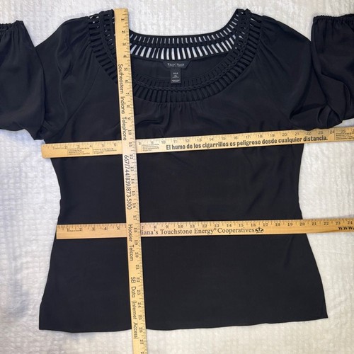 White House Black Market 100% Silk Top Blouse Shirt Braided Neckline Detail WHBM - Picture 5 of 7