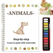Watercolor Workbooks Coloring Book Easy Nature Scenes Beginner Friendly Water...