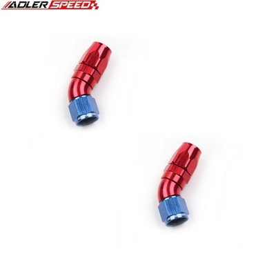 2PCS -10AN AN10 45 Degree Swivel Hose End Full Flow Fitting Adapter Red/Blue