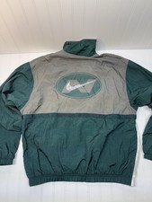 Nike Logo Tracksuit Mens M Color Block Green Gray Windbreaker Jacket Joggers VTG