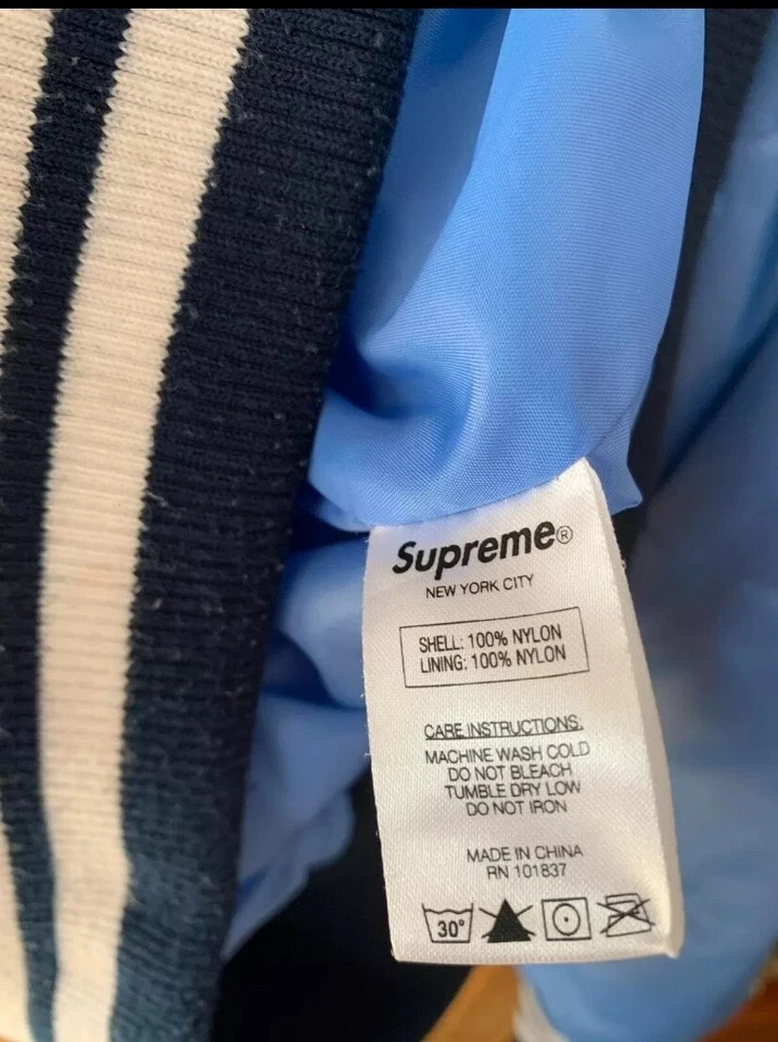 Jacket Supreme Script Varsity Puffy Light Blue 10… - image 5
