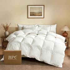 Goose Feather down Fiber Comforter Queen Size 100 Organic Cotton Cover, 750 F