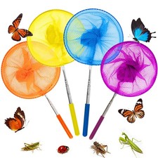 4 Pack Telescopic Butterfly Fishing Nets 4 Pack, Yellow, Blue, Orange, Purple