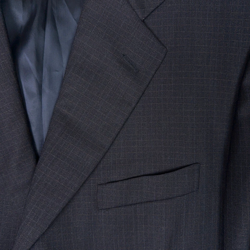 TRUSSINI Wool Sport Coat Suit Jacket Blazer 45R Navy Check Full Canvas 3B Italy - Image 4 of 4