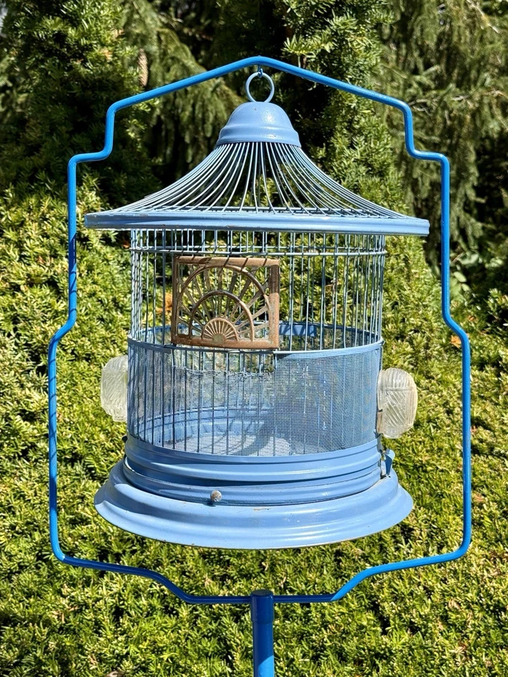 Antigua jaula y soporte para pájaros periquito canario victoriano Foto 2 de 4