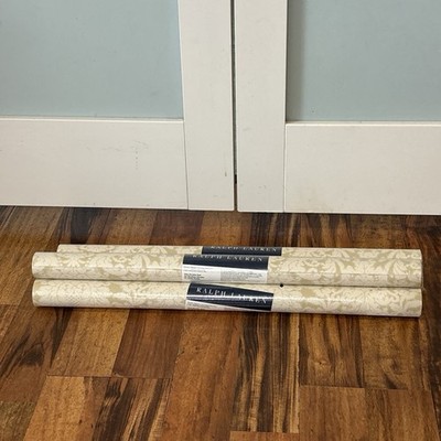 4.5 Rolls Of Vintage Ralph Lauren Wall Paper Offwhite Damask  RARE
