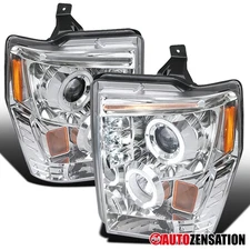 Fit 2008-2010 Ford F250 F350 F450 LED Halo Projector Headlights Lamps Left+Right