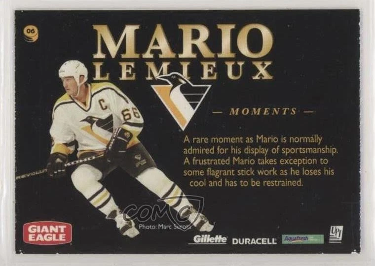 1997-98 Pinnacle Giant Eagle Mario's Moments Mario Lemieux #06 HOF - Image 2 of 2