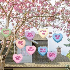 18Pcs Valentine's Day Colorful Hearts Lawn Hanging Ornaments Outdoor Conversatio