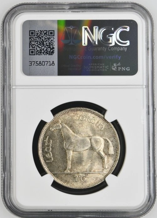 mw29064 Irlanda Plata 1/2 Corona 1942 NGC MS 64 KM#16 Foto 2 de 2