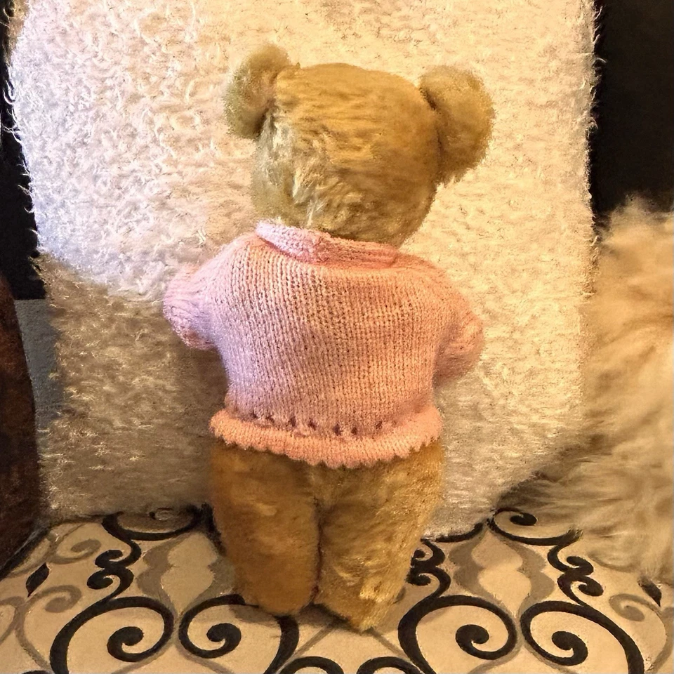 Oso de peluche Mohair inglés | Principios del siglo XX | 12” de alto | Juguete vintage Foto 3 de 4