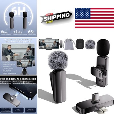 Noise Cancelling Wireless Lavalier Microphone for Interviews and Online Meetings