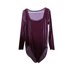 Old Navy Velvet Bodysuit XL Square Neck Minimalist Long Sleeve Burgundy Classic