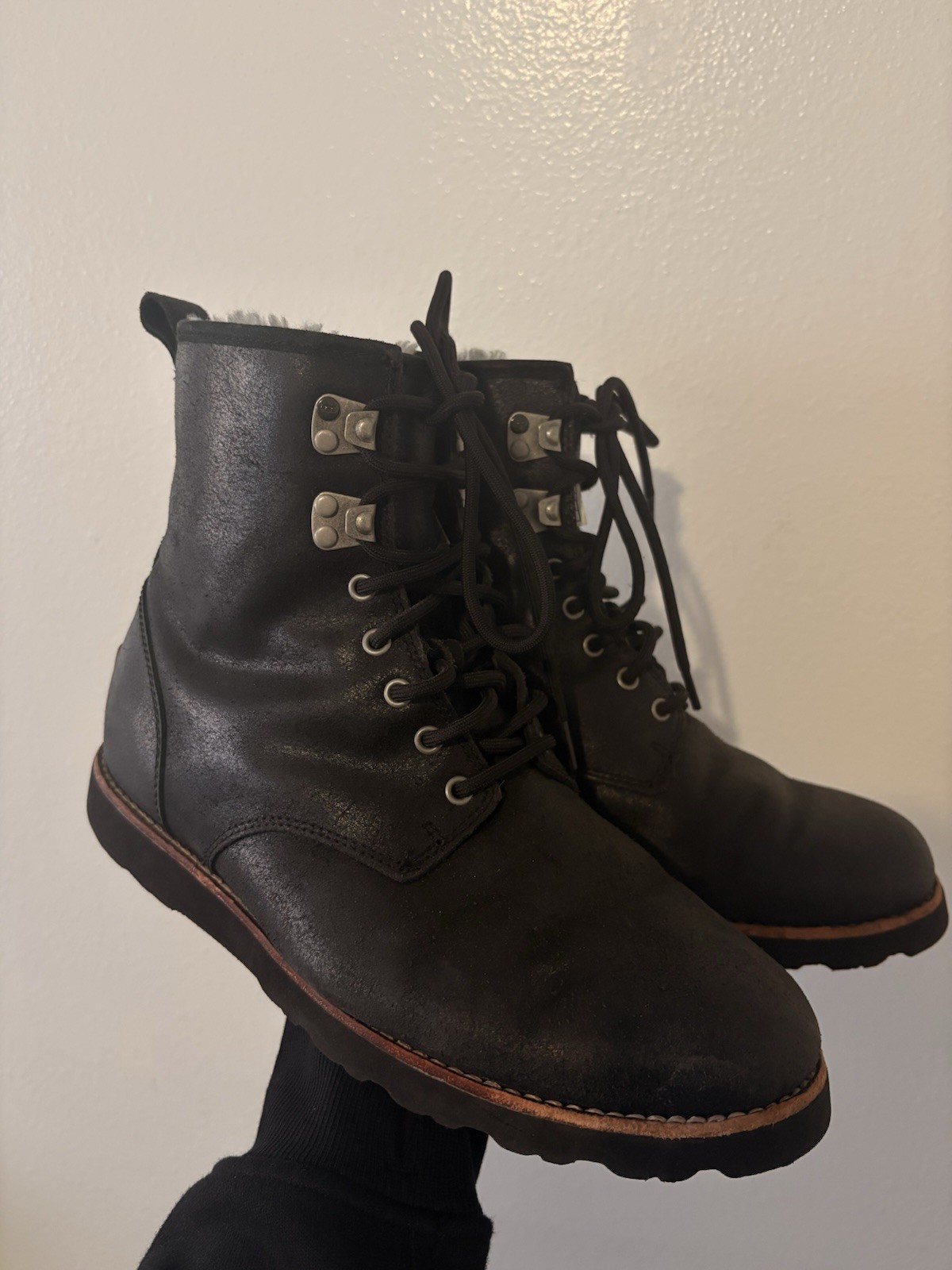 's Hannen Tl Casual Leather Winter Boots Black Size 9