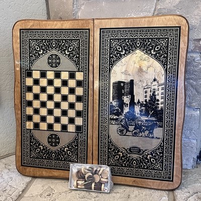 New Vintage Handmade Wooden 20x19 Backgammon Set Maiden Tower in Baku Azerbaijan