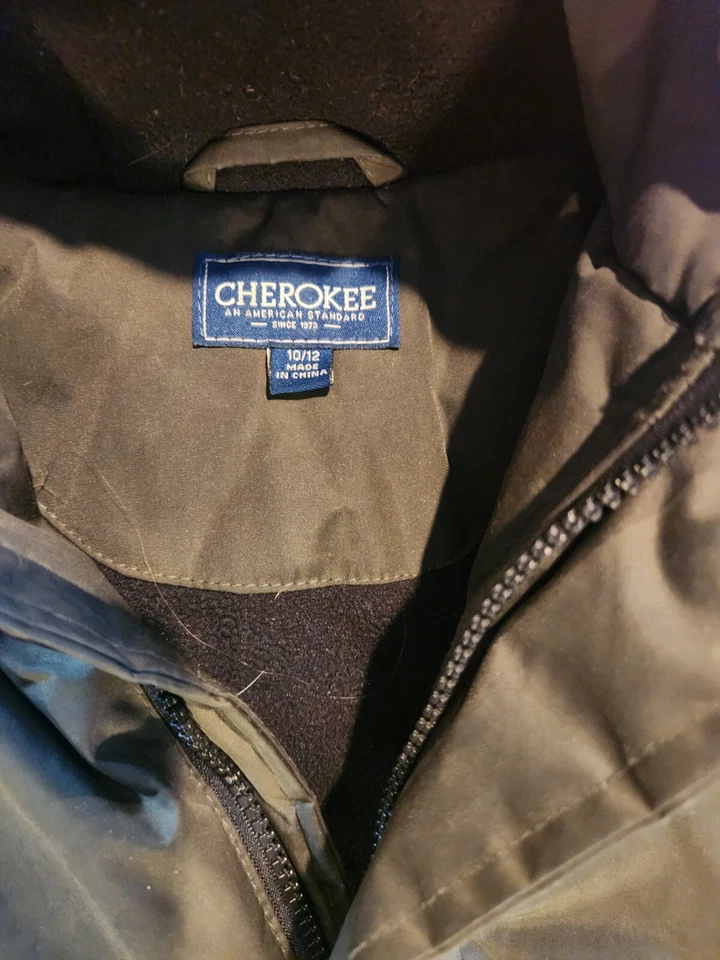 Chaqueta acolchada verde juvenil Cherokee auténtica para exteriores 10/12 #S133 Foto 3 de 4