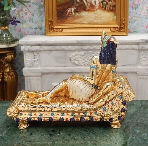 Vintage Antique Metal Egyptian Cleopatra Museum Statue Dollhouse Miniature 1:12 - Picture 4 of 10