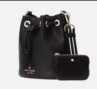 New Kate Spade Rosie Mini Bucket Bag Pebble Leather Black