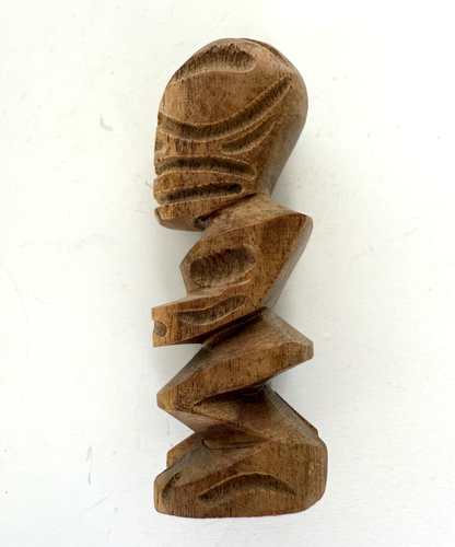 Primitive Art Carved Wood Tiki Carving Sculpture Figurine 4" Vintage 70's - Picture 4 of 8