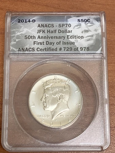 2014-D ANACS SP 70 JFK Half Dollar 50th Anniversary Edition First Day of Issue