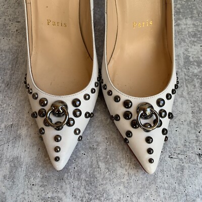 Christian Louboutin Door Knock White Glacier Leather So Kate Pumps