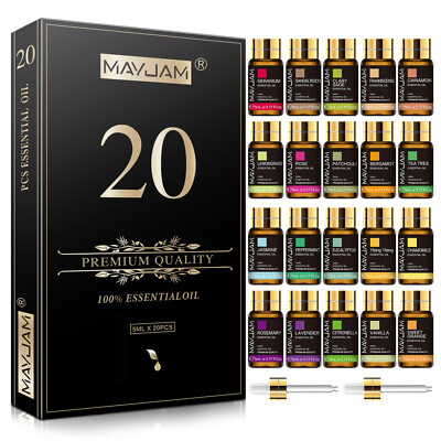 MAYJAM 20Pcs Essential Oil Set Aromatherapy Gift Kit 100% Pure Oils for Diffuser
