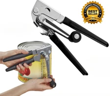 Commercial Crank Can Opener Heavy Duty Ergonomic Design Silver/Black