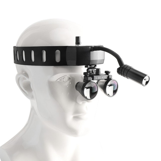 圖片 11 - Dental 5W LED Binocular Headlight Leather Headband+3.5X-420mm Magnifying Loupe