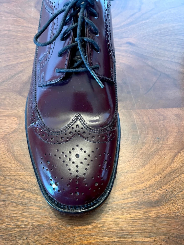 Bostonian Dark Red Laced Wing Tip Men's Shoes OXBLOOD Leather Upper 9-1/2 M - Image 2 of 4