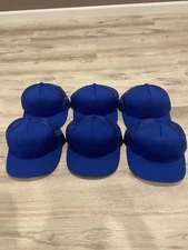 Vintage Youngan Blank Blue Snapback Hat Cap Adjustable S/M Lot Of 6