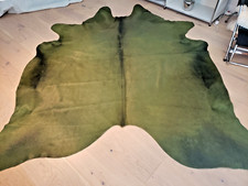 XXL Kuhfell Stierfell Rindfell neu khaki grün gefärbt 265cm x 245cm Unikat