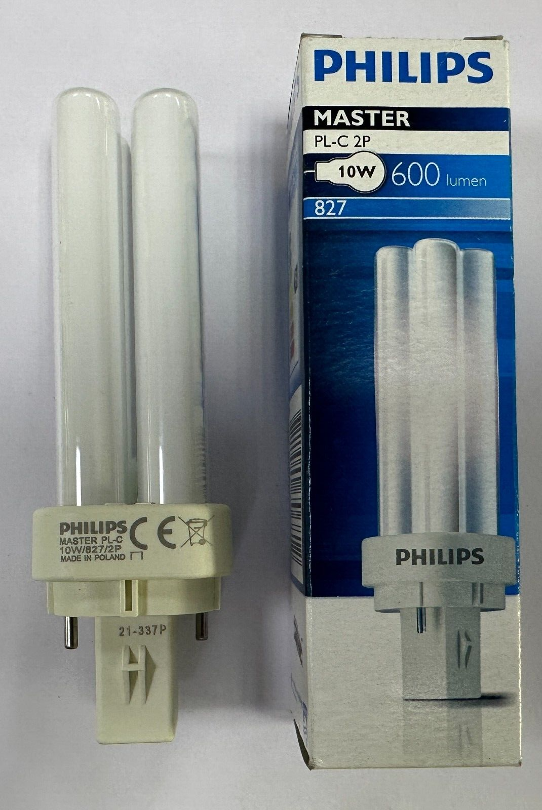 1x 10W Philips G24d-1 2 Pin,Cfl a Risparmio Energetico Pl-C Lampadina 827 2700K