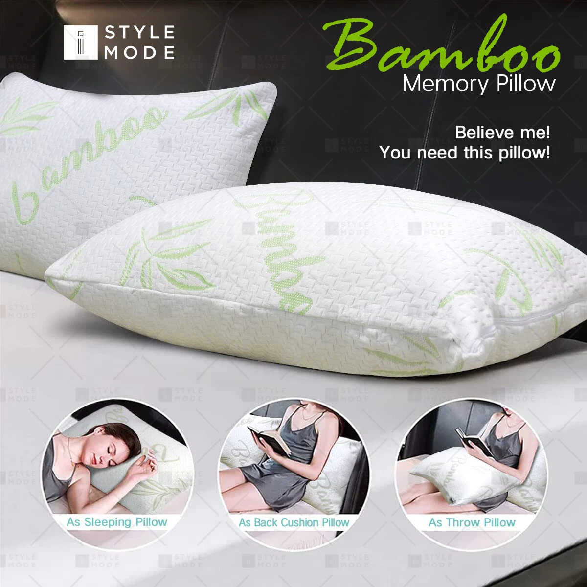 Memory Foam Bamboo Pillow Head Neck Bamboo Orthopaedic Anti-allergy Pillow