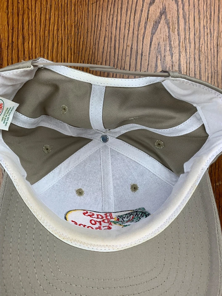 De colección Años 90 Bass Pro Shops Beige Snapback Sombrero Bordado Peces Pesca Exterior Río Foto 4 de 4