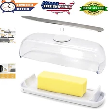 Magnetic Butter Dish with Lid & Knife, No Mess Design, Dishwasher Safe, Clear...