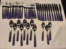 Washington Forge (WF) Mardi Gras Purple Stainless Flatware Lot of 43 PCS Korea