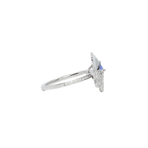 Tiffany & Co. Paper Flowers Diamonds & Tanzanite Platinum Flower Ring Size K ... - Picture 8 of 8