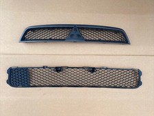For 2008-2015 Mitsubishi Lancer Front Grille Black Textured Plastic Sedan Set 2