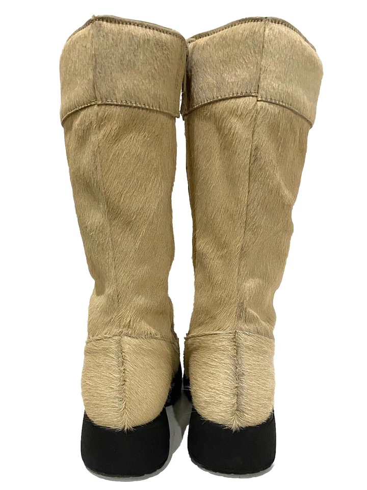 Botas de plataforma Y2K Bumper beige pelo de pony jóvenes niñas talla 12 euros talla 30 vintage Foto 3 de 4