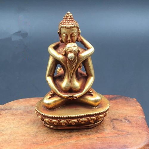 Collection exquisite Nepal miniature brass Buddha Erotic sculptures statue